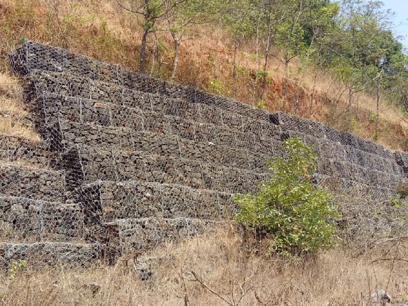 Professionally built gabion retaining wall